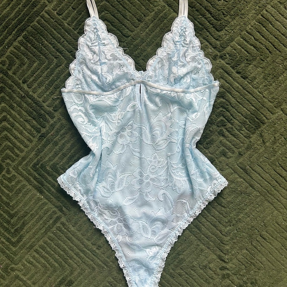 Lace Bodysuit in Light Blue